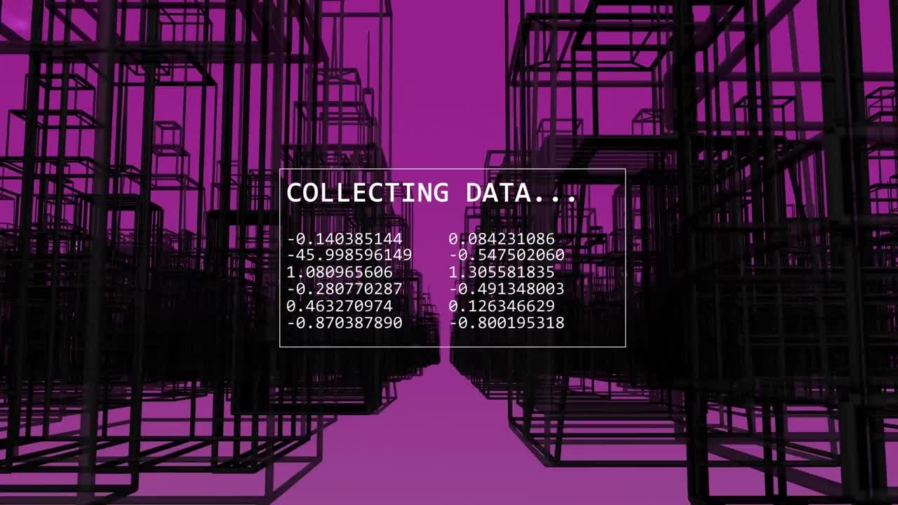 Animation of data processing over 3d constructions