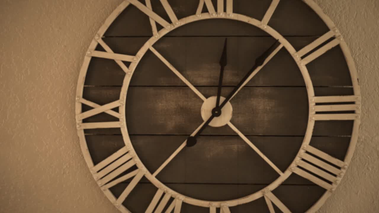 Creepy Vintage Time Lapse Clock with film grain