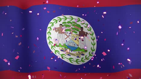 Animation-Von-Konfetti-über-Der-Flagge-Von-Belize