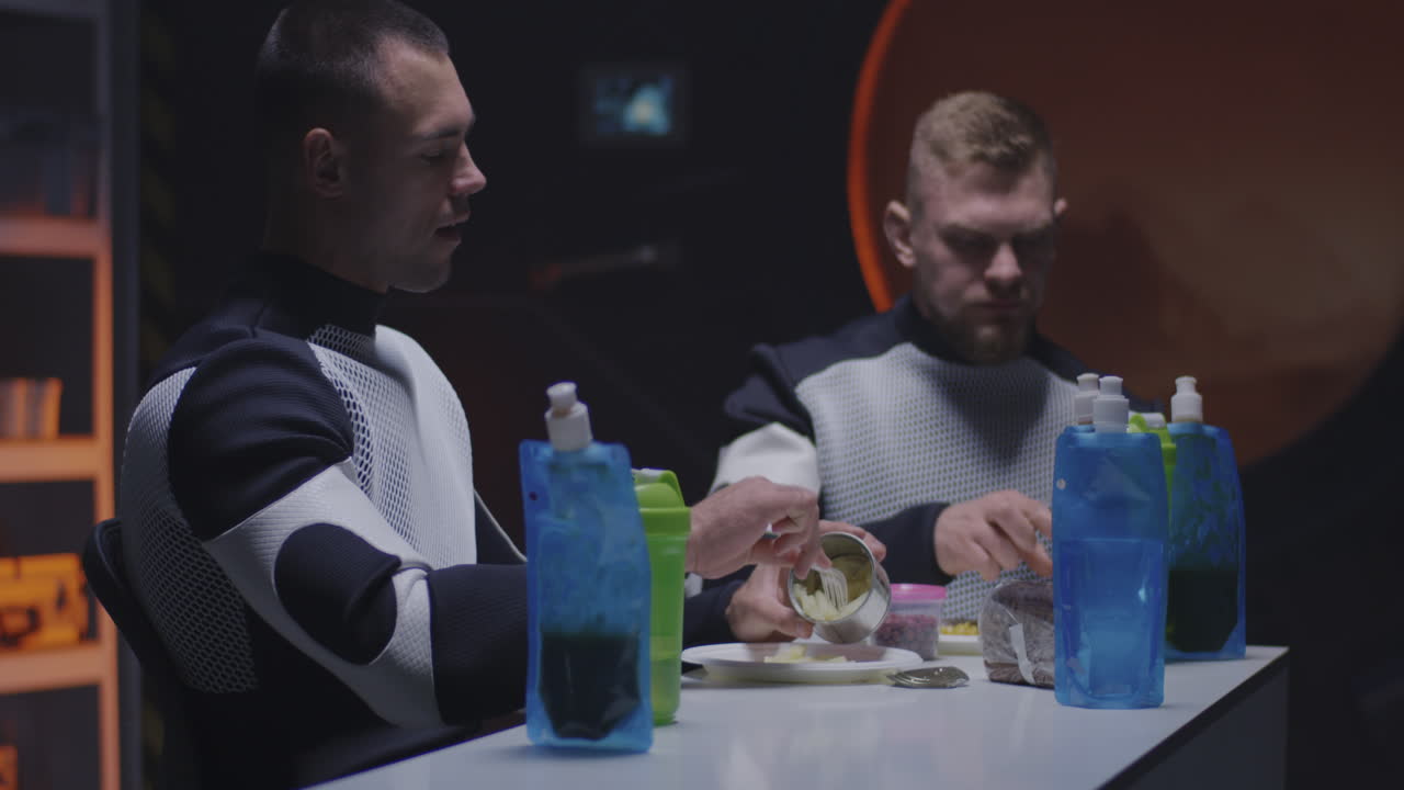 Astronauts Eating a Meal in Space
