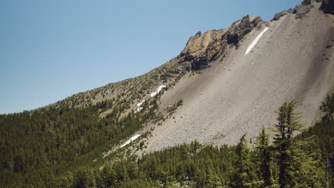 pan of snowy summer volcano mountain