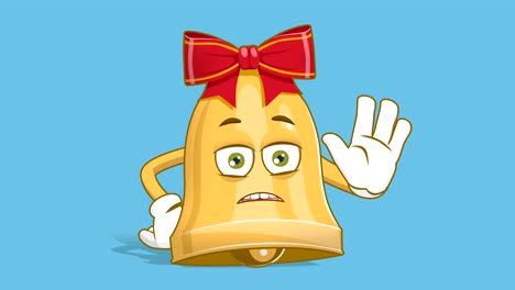 cartoon christmas bell stop hand with face animation alpha matte
