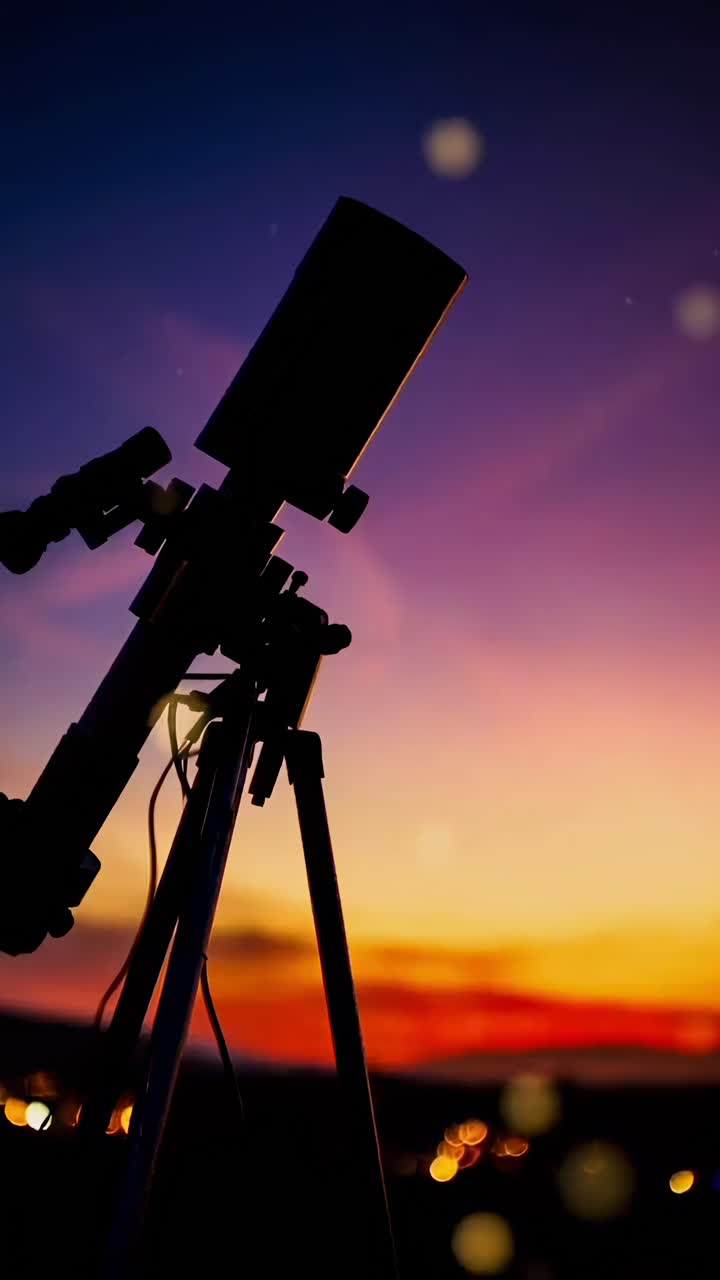 Silueta de Telescopio Contra un Vibrante Cielo al Atardecer