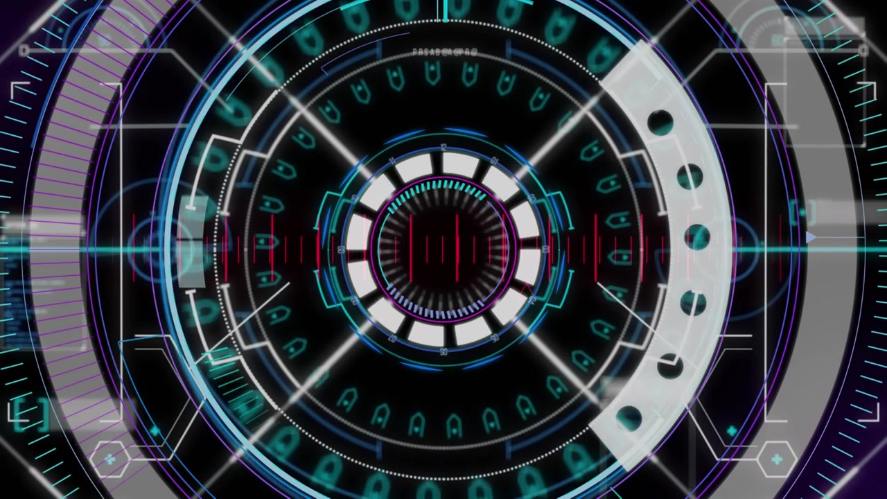 Animation of scope scanning and data processing on black background