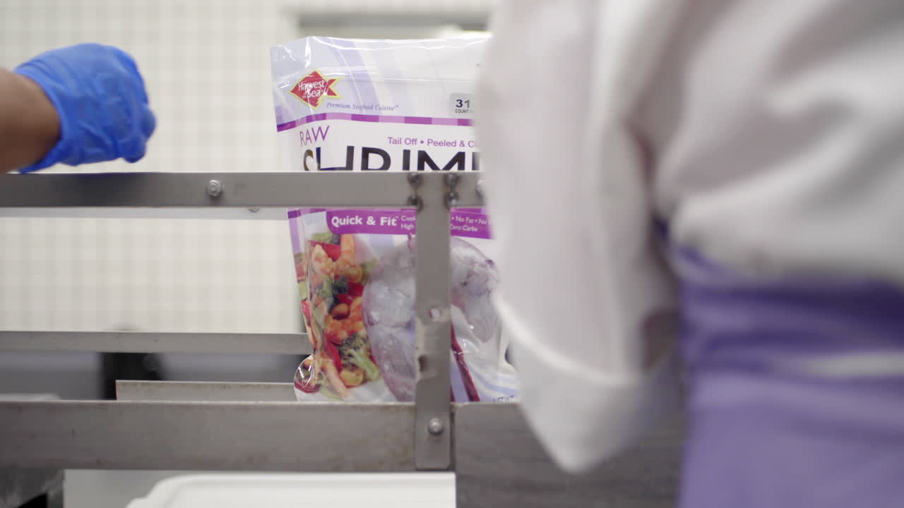 Shrimp Packaging in a Food Processing Plant