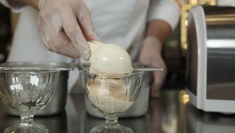 chef serving scoops of ice cream