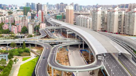 time lapse of the overpass bridge in wuhan city,china