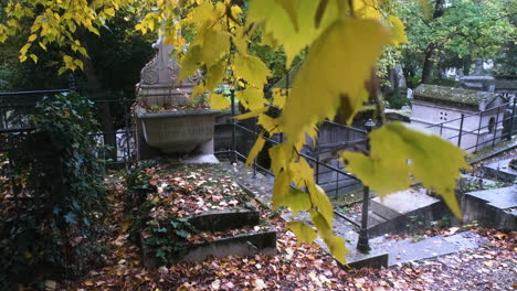 Seitliche-Verfolgung-Eines-Steingrabes-Auf-Dem-Friedhof-Pere-Lachaise