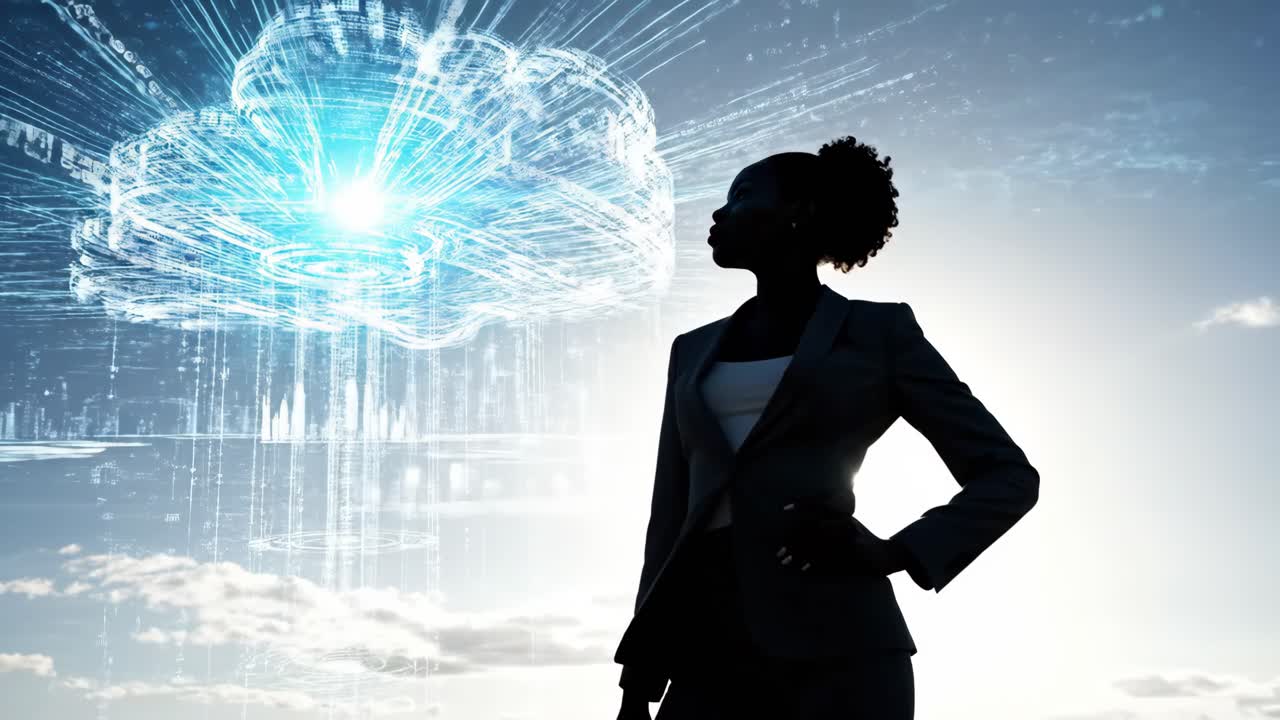 Cloud Computing and Confident Businesswoman