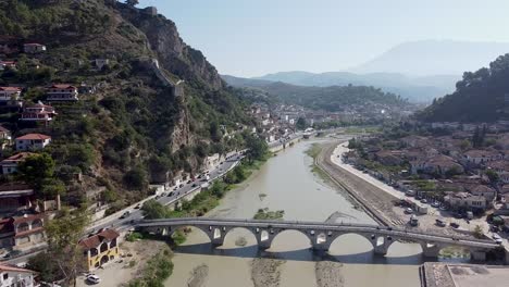 osum river in berat, albania, world heritage
