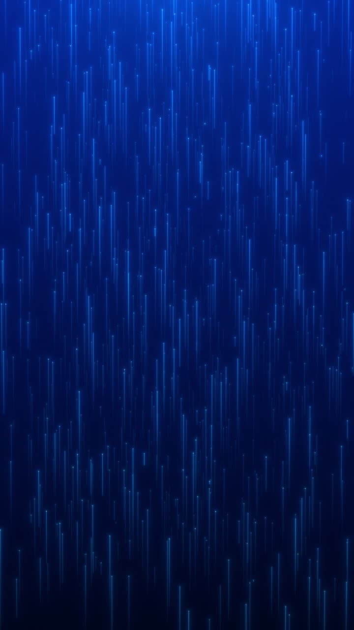 Looping Abstract Blue Digital Data Stream Rising Upwards with Glowing Light Trails, High Speed Fiber Optic Internet Concept