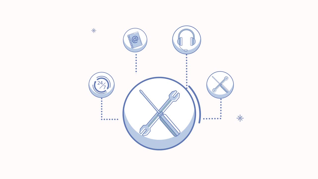 customer service set icons around