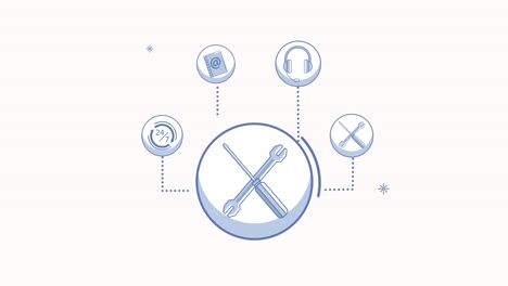 customer service set icons around