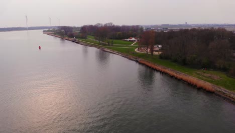 Aerial-Towards-Oude-Maas-Riverbank