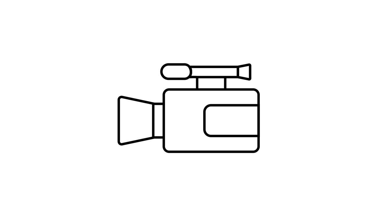 Animated Line Drawing of a Video Camera Icon