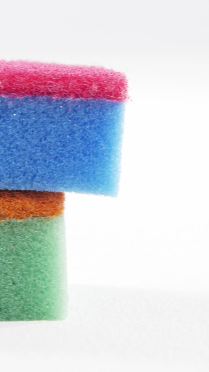 Close-up of multicolor cleaning sponge
