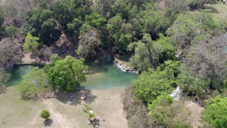 Aerial-view-of-area-of-much-water-and-waterfalls-in-san-luis-potosi