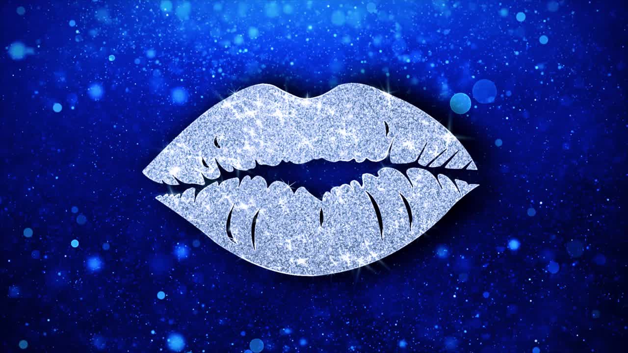 Glitter Kiss on Blue Background