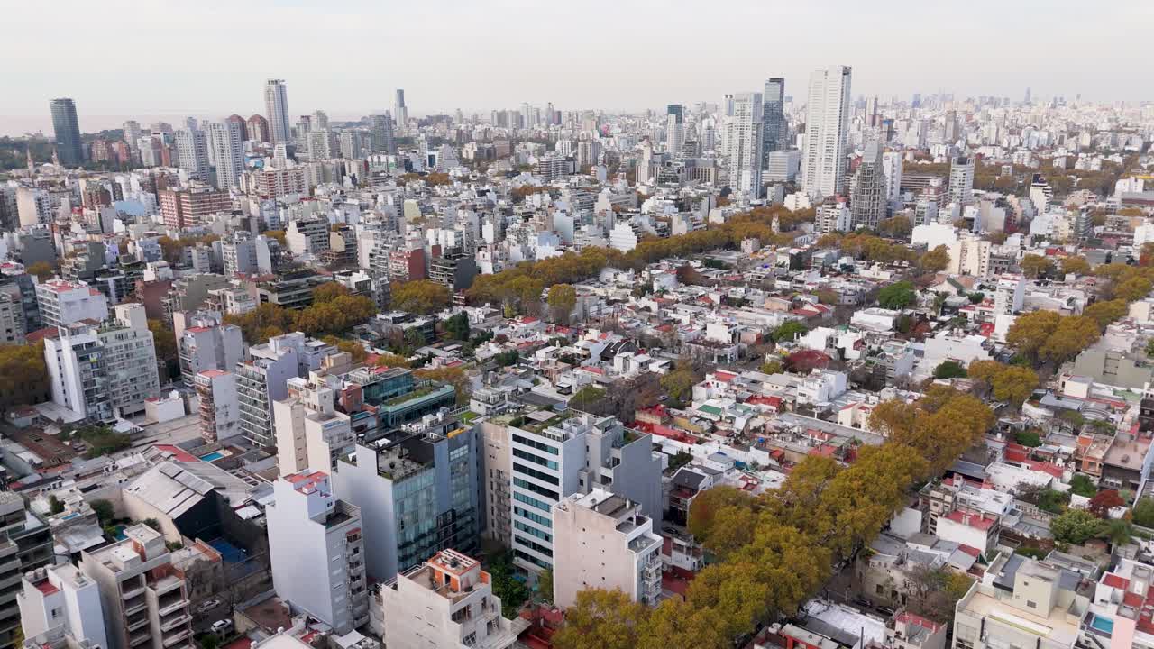 Palermo, buenos aires, showing urban buildings and tree-lined streets, aerial view