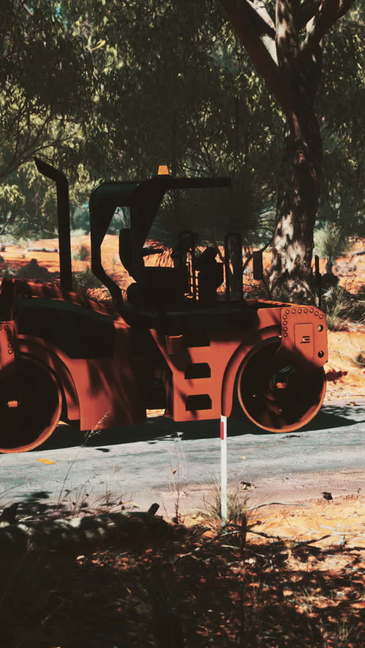 carretera de rodillos en un sitio de construcción