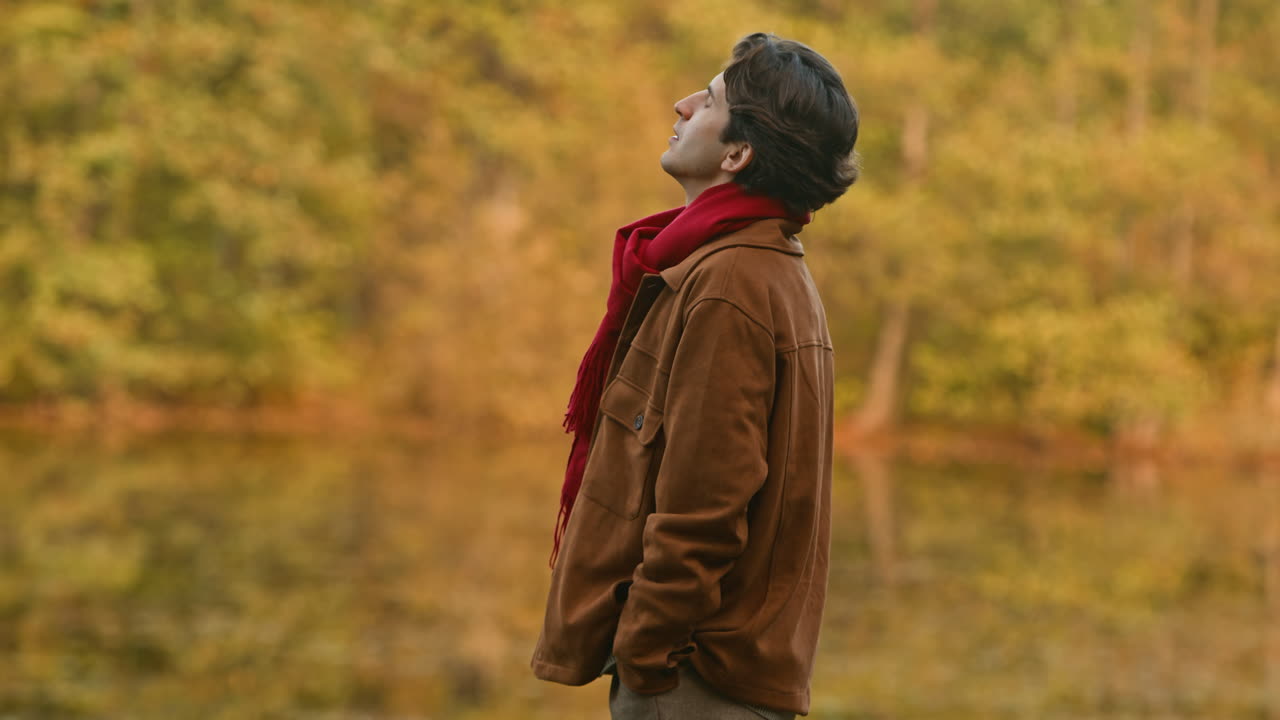 Man in nature during autumn