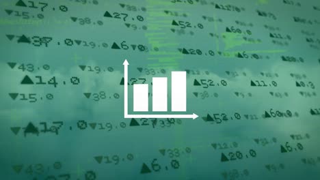 animation of white graph over green background with financial data