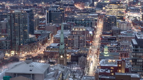 Timelapse-De-Toronto-Al-Amanecer-En-Una-Fría-Mañana-De-Invierno