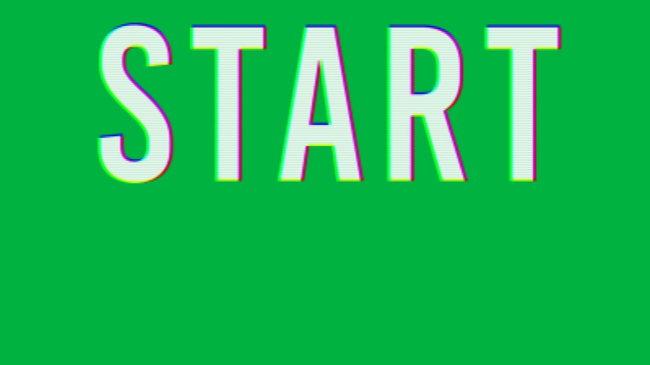Animation of white letters with rainbow glow floating and changing, creating a word Start