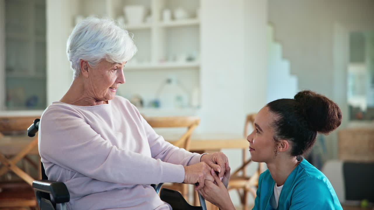 Support, conversation or nurse holding hands
