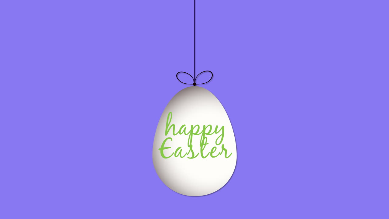 Ciao Pasqua con uovo di Pasqua appeso su sfumatura viola