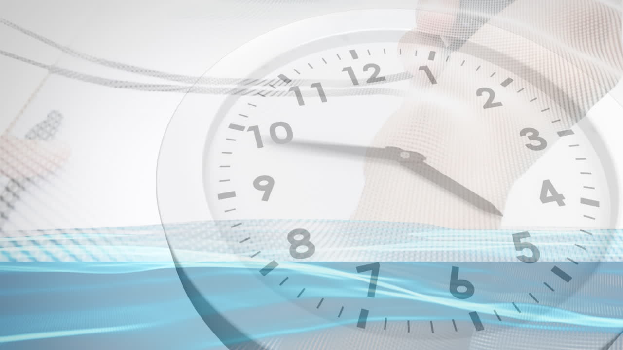 색 배경 에 있는 시계 손 위 에 움직이는 시계 의 애니메이션