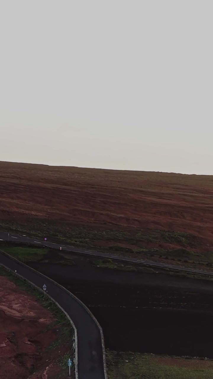 Road and landscape view in Lanzarote, Spain during the evening