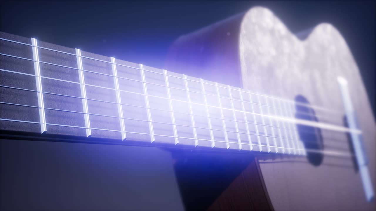 guitarra clásica sobre un fondo azul