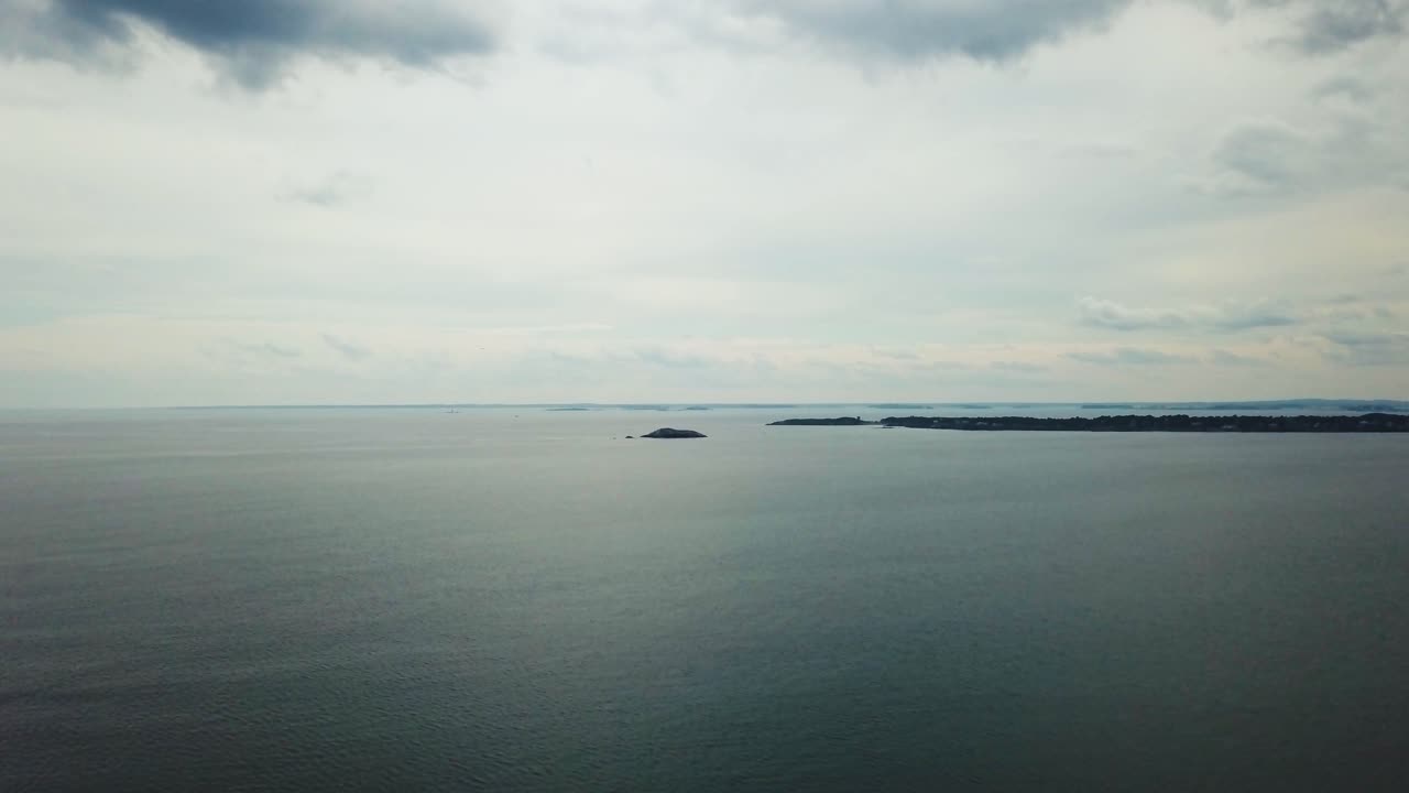 Aerial view of a beautiful sea in the depths of the horizon. Swamscott beach