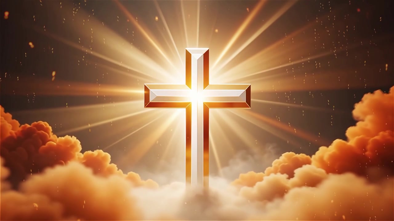 Christian Cross Heavenly Light Worship Background
