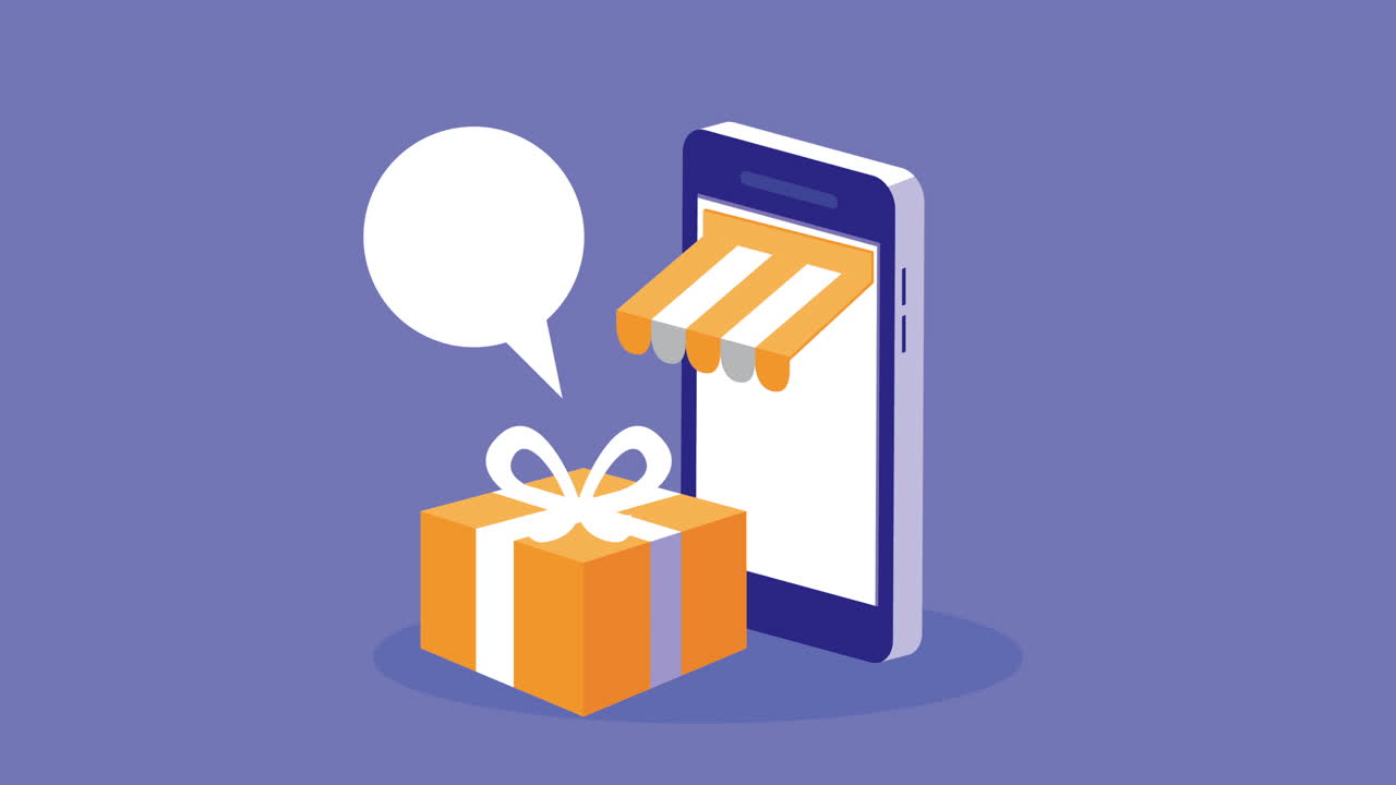 ilustración de entrega de regalos en línea