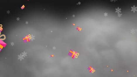 Animation-of-christmas-presents-and-snow-falling