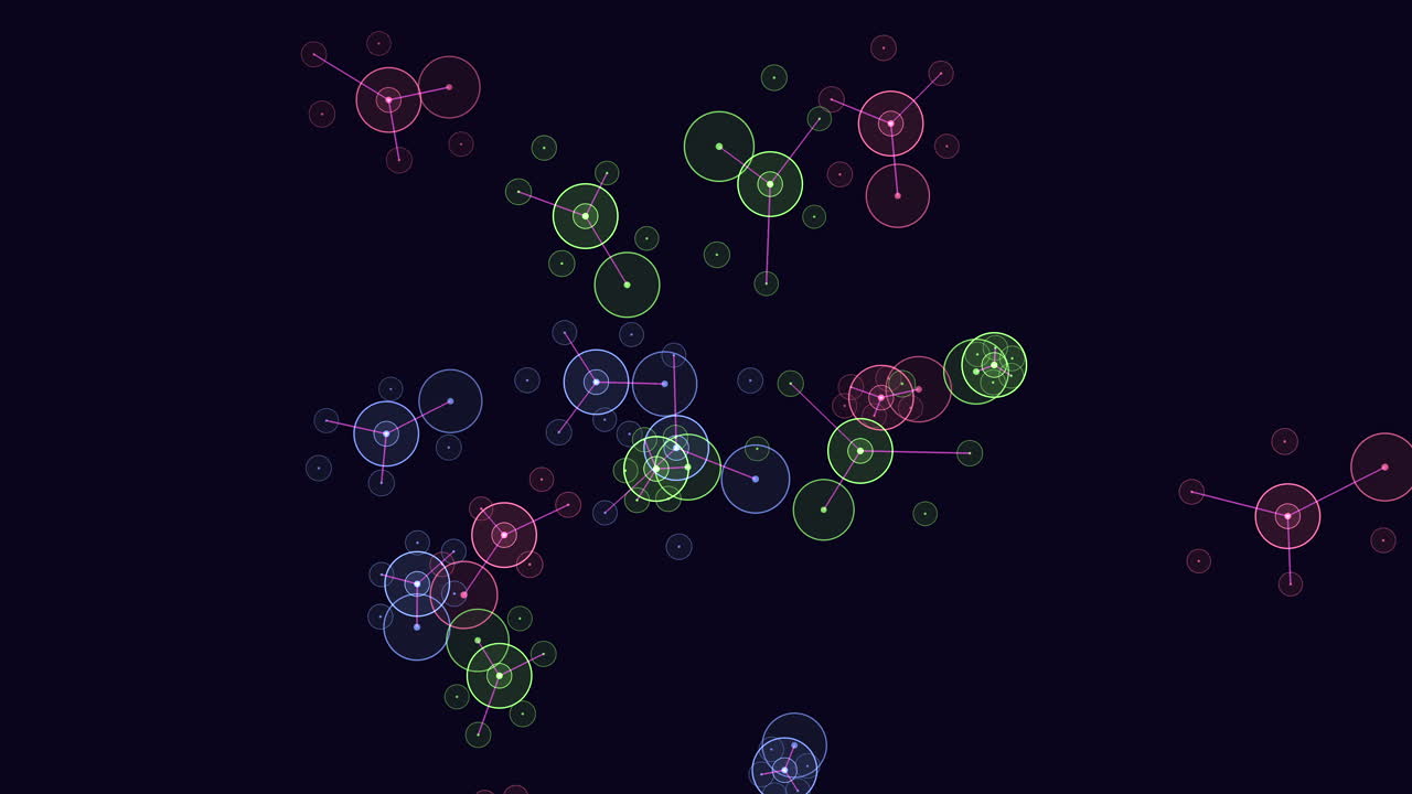 Vibrant floating circle patterns on a black background