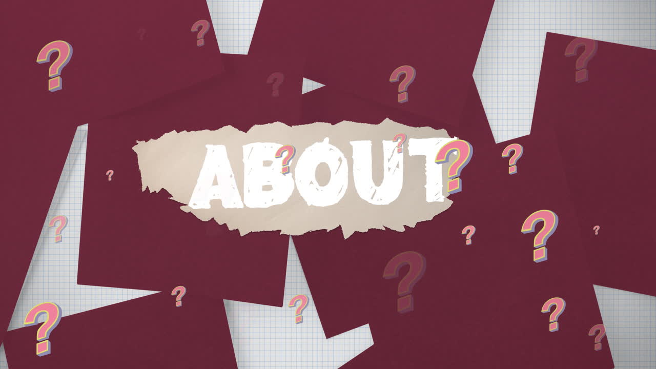 텍스트와 마룬 종이에 대한 분홍색 질문표의 애니메이션