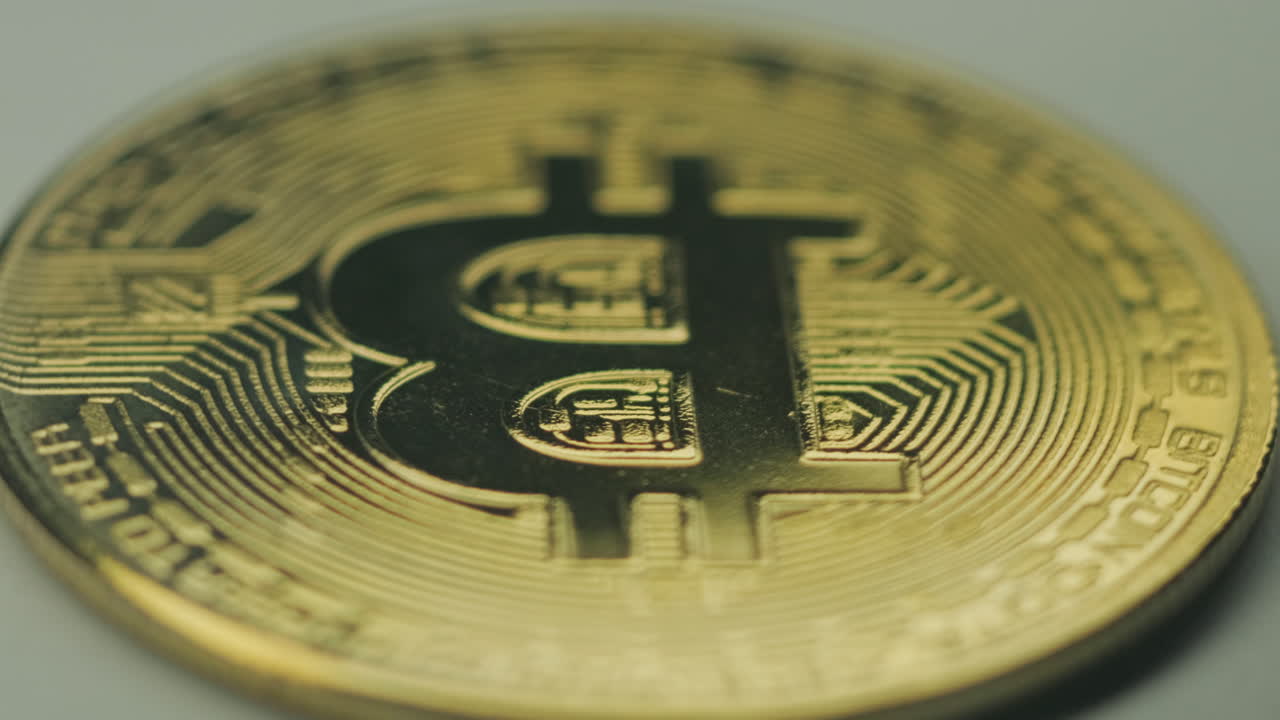 foto macro de rotación de moneda virtual