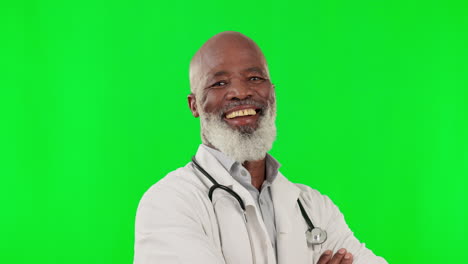 Green-screen,-proud-face-of-doctor