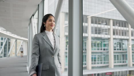 walking, smile and a business woman in an airport