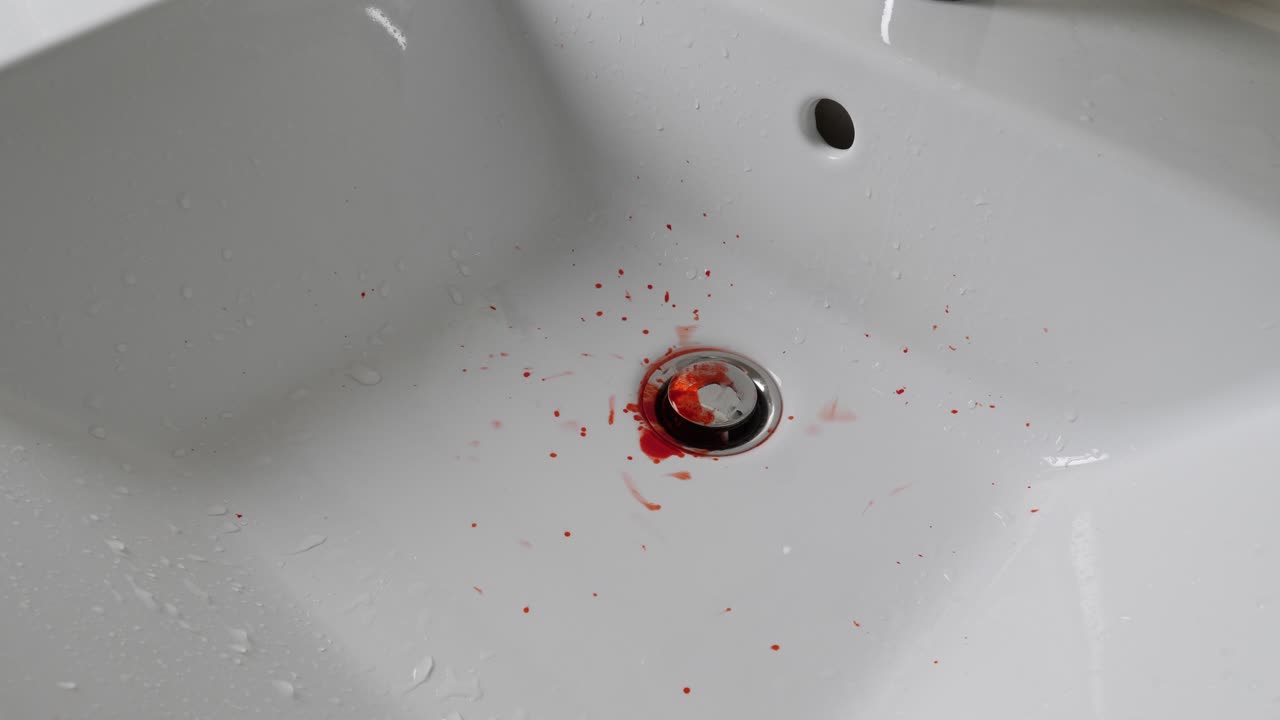 sangre goteando en el desagüe de la bañera, vibraciones de películas de terror