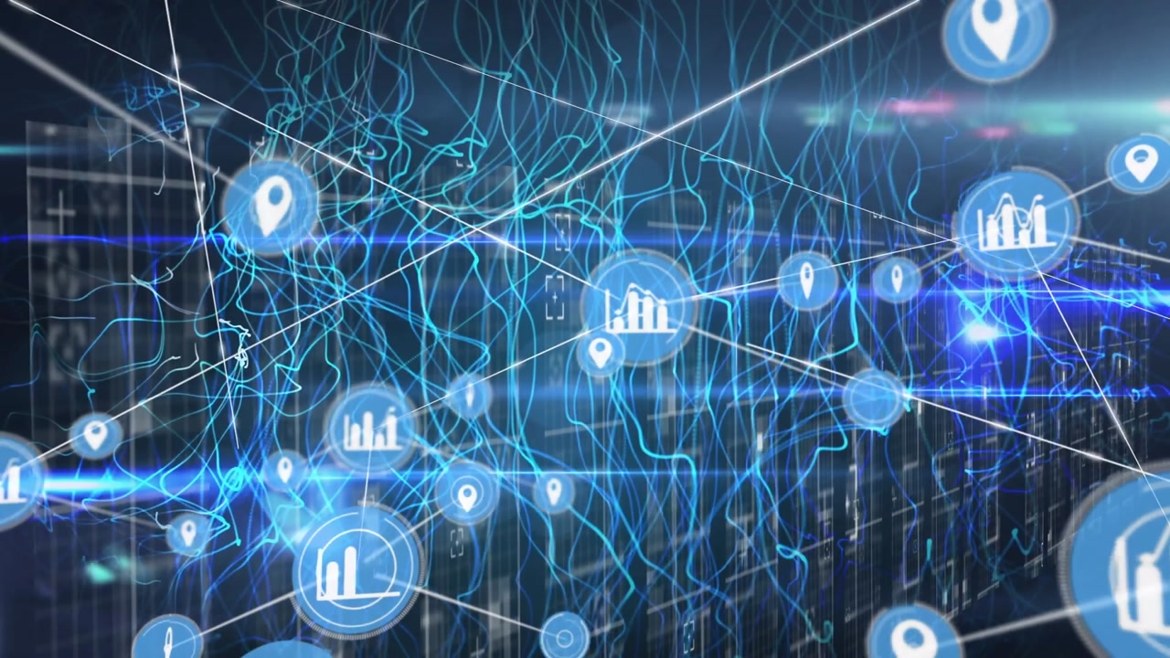 Animation of network of connections over data processing and grid