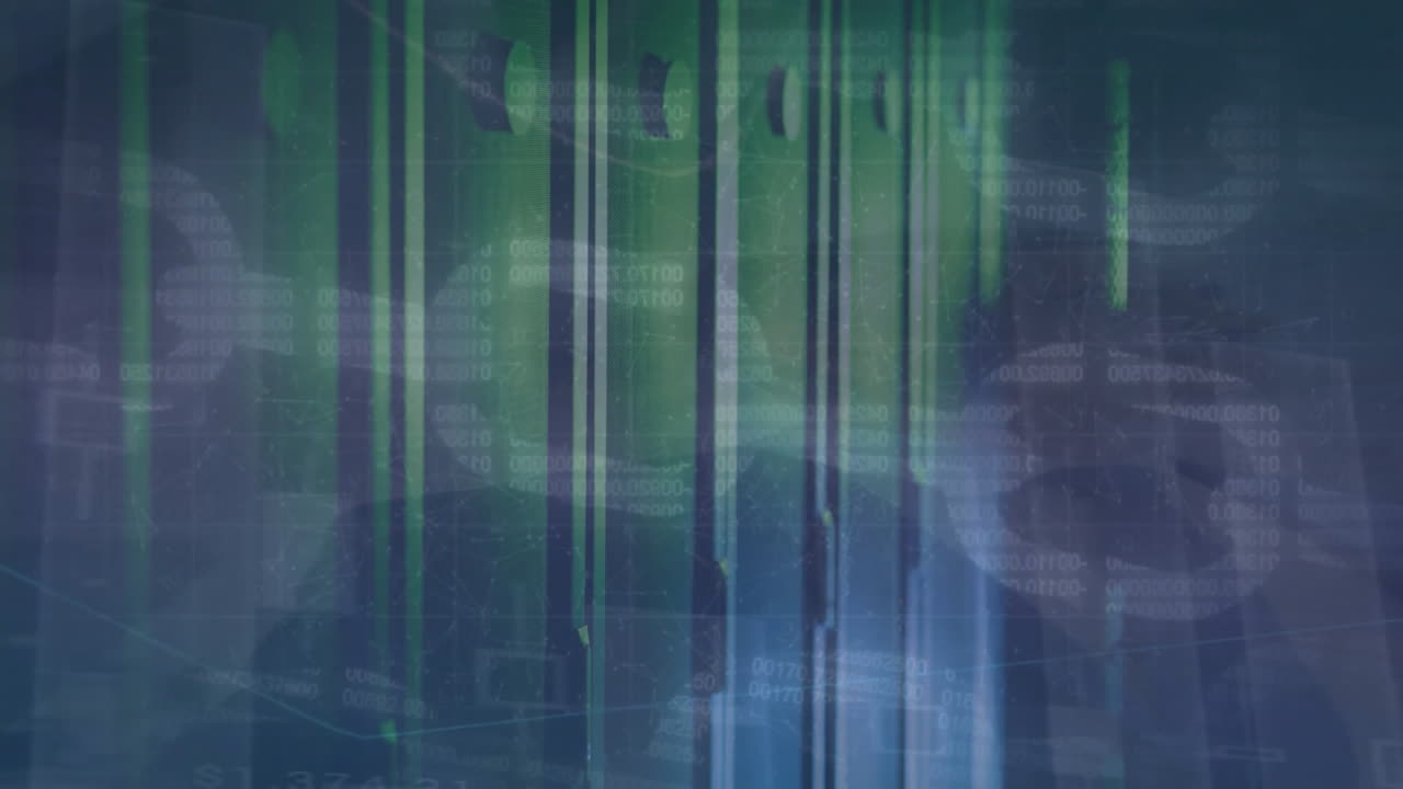 Animation of data processing over server room