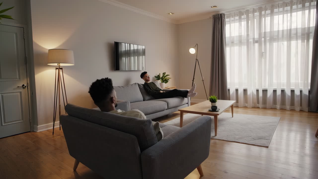 Modern Bir Oturma Odasında Dinlenen İki Adam