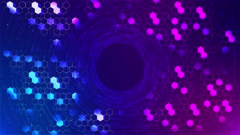 dynamic animation glowing hexagonal grid pattern blue and purple for modern technology visuals