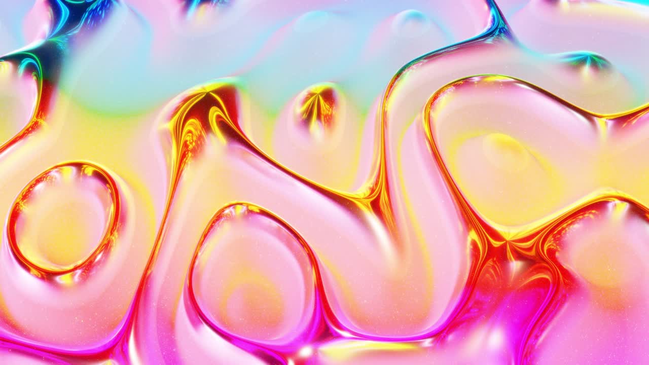 모양, 그라디언트 색상 및 흐름 파동이있는 액체의 아름다운 iridescent 파동 표면, 무지개 반이고 매트 액체, 부드러운 부드러운 애니메이션으로 창의적인 밝은 bg.