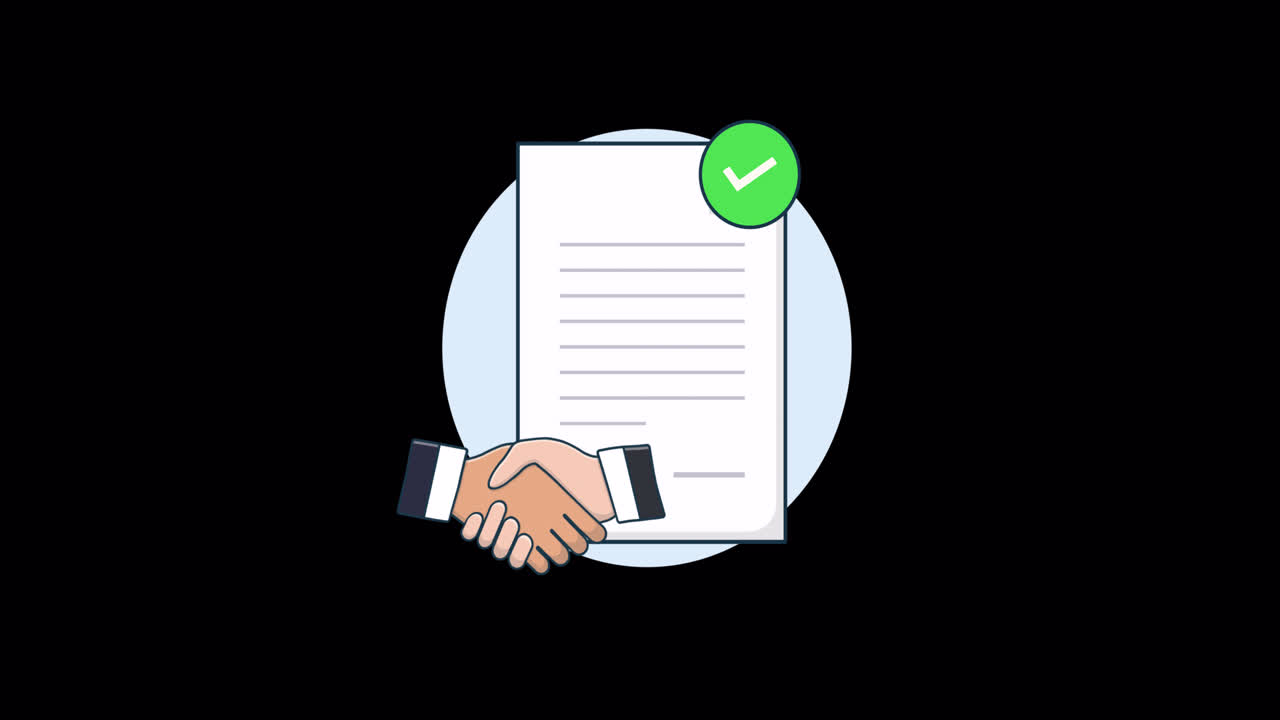 Animated Illustration of Business Agreement and Handshake