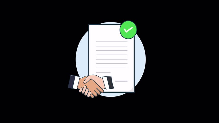 Animated Illustration of Business Agreement and Handshake